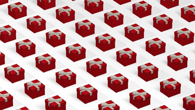 Foto patroon met veel rode geschenkdozen opgesteld in rijen.