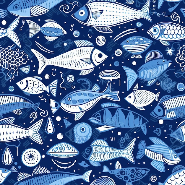 patroon met verschillende soorten vis