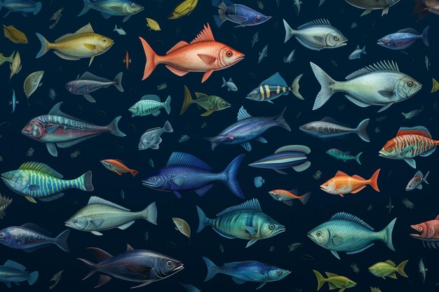 Patroon met zeedierenillustraties