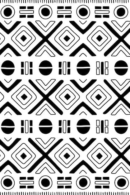 Patroon png etnisch ontwerp zwarte en witte geometrische stijl doorzichtige achtergrond