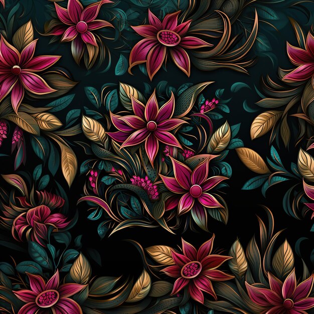 Patroon schilderij met texturen op een zwarte achtergrond zijn rozen