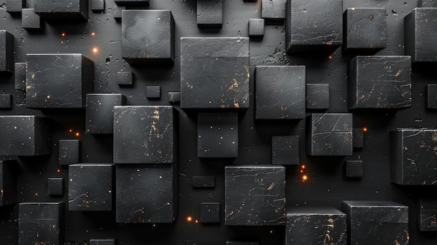 A pattern of 3D cubes Abstract mosaic of black squares