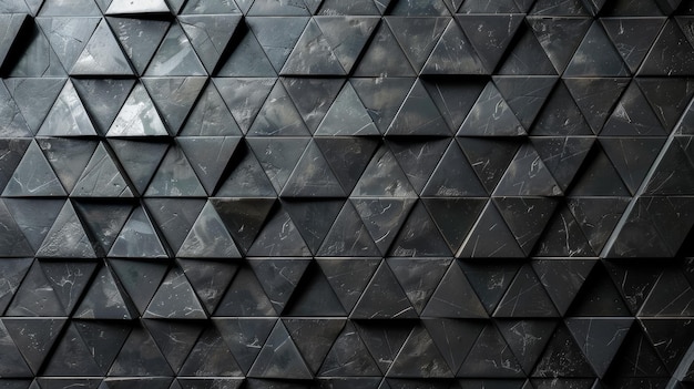 A pattern of 3D triangles Abstract mosaic of black triangles