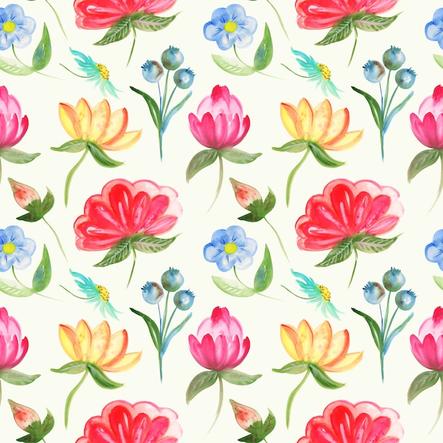 pattern of abstract flowers in watercolor