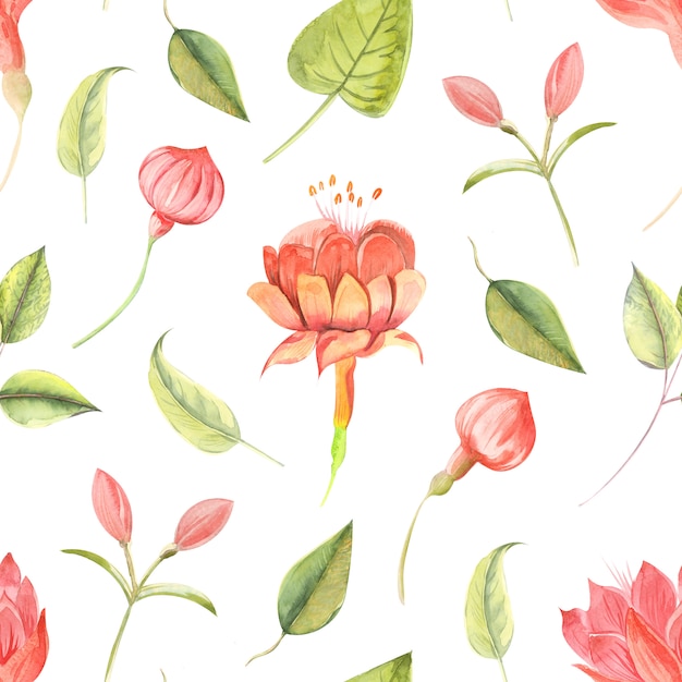 pattern of abstract flowers in watercolor