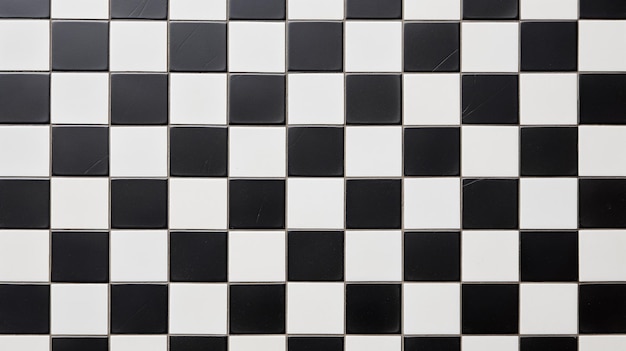 Photo a pattern of alternating black and white square tiles displaying a simple and classic checkered desi