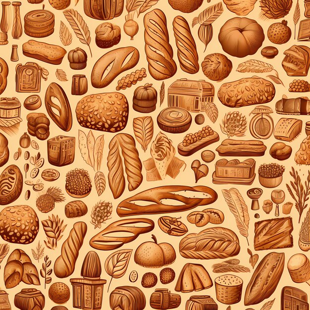 pattern background bakery seamless illustration food vector pastry bread design graphic w