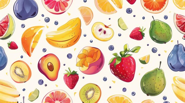 Photo pattern background of fresh summer fruits