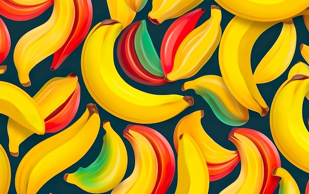 A pattern of bananas with the word banana on the bottom.