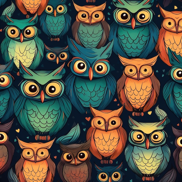 pattern of beautiful owls