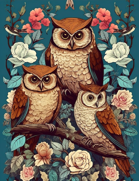 pattern of beautiful owls