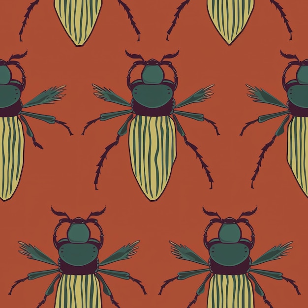 A pattern of beetles that are green and brown