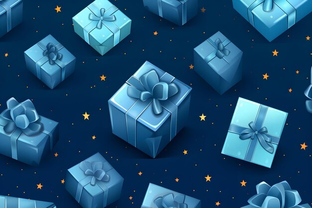 Photo pattern of blue christmas boxes