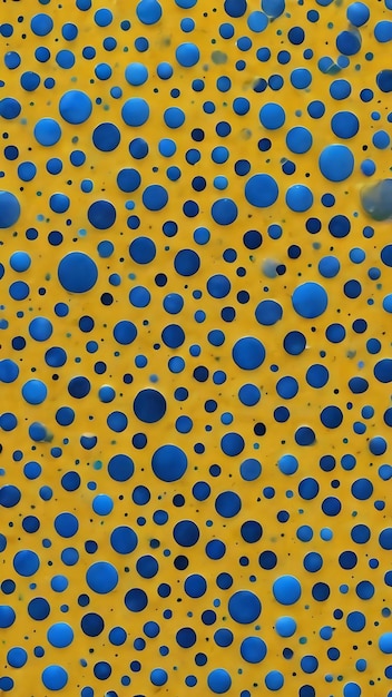 A pattern of blue dots with a yellow background