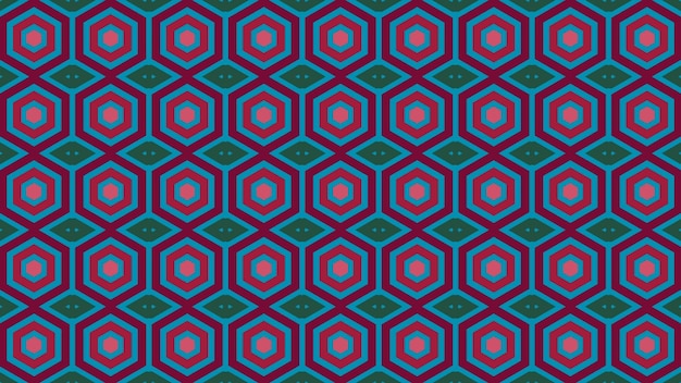 A pattern of the blue and green diamonds.