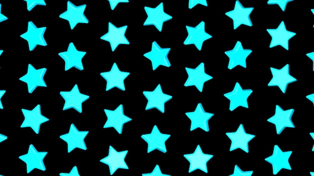 pattern of blue stars 3d render