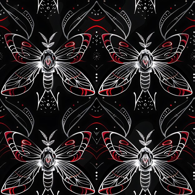 Photo a pattern of butterflies with a red background and a black and red pattern