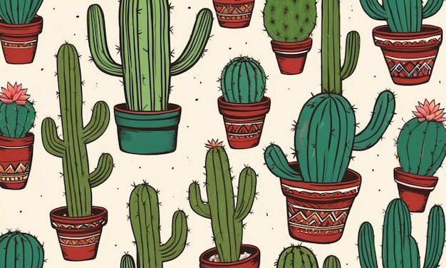 a pattern of cactus and cactus