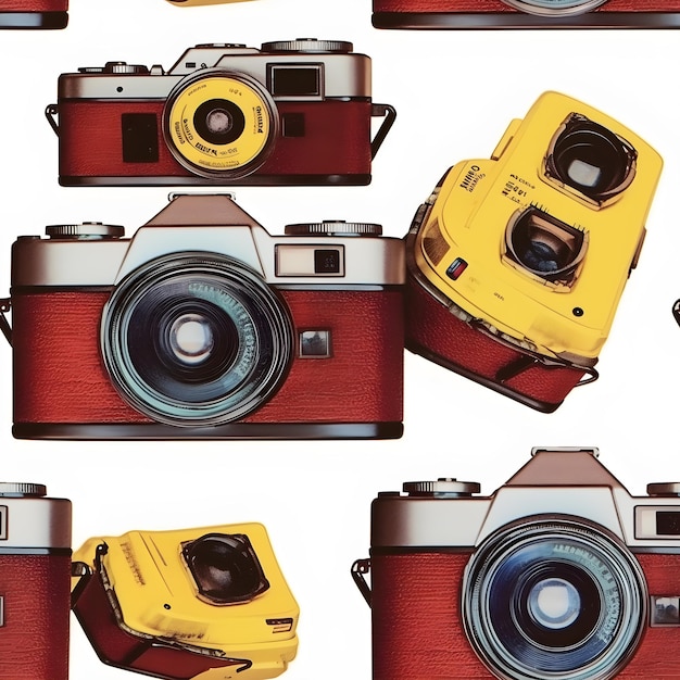 A pattern of cameras with the word kodak on the front