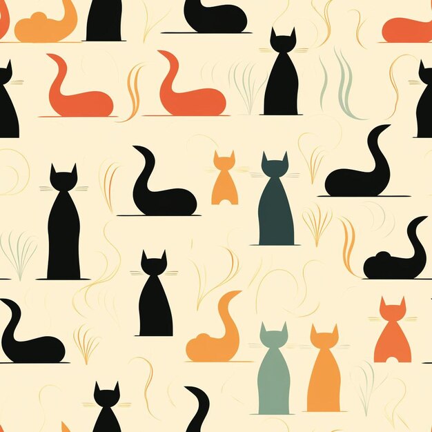 Photo a pattern of cats and the words 