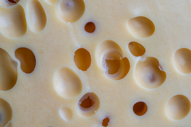 Pattern of cheese with large holes