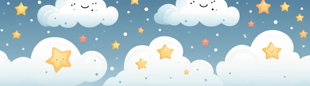 Foto disegno di nuvole con stelle in stile bambino