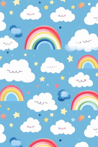 Photo pattern of clouds with stars childrens style