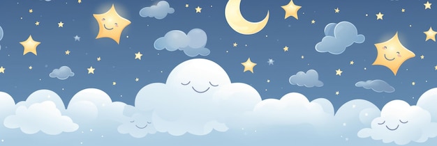 Photo pattern of clouds with stars childrens style