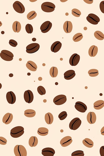 a pattern of coffee beans on a beige background