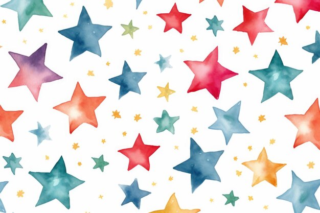 pattern of colored stars on a white background