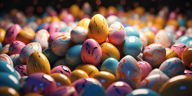 The pattern of colorful easter eggs generative ai