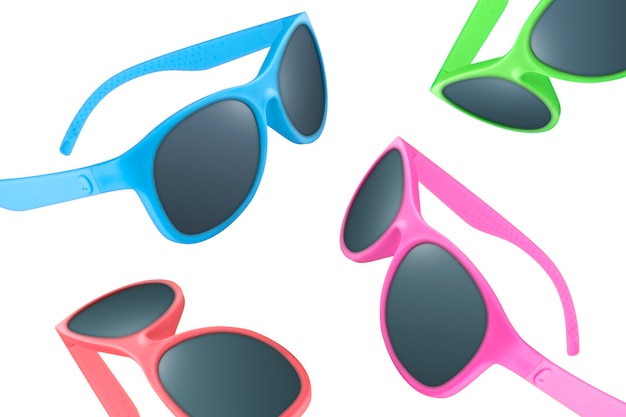 Pattern of a colourful sunglasses for a sunny day on white