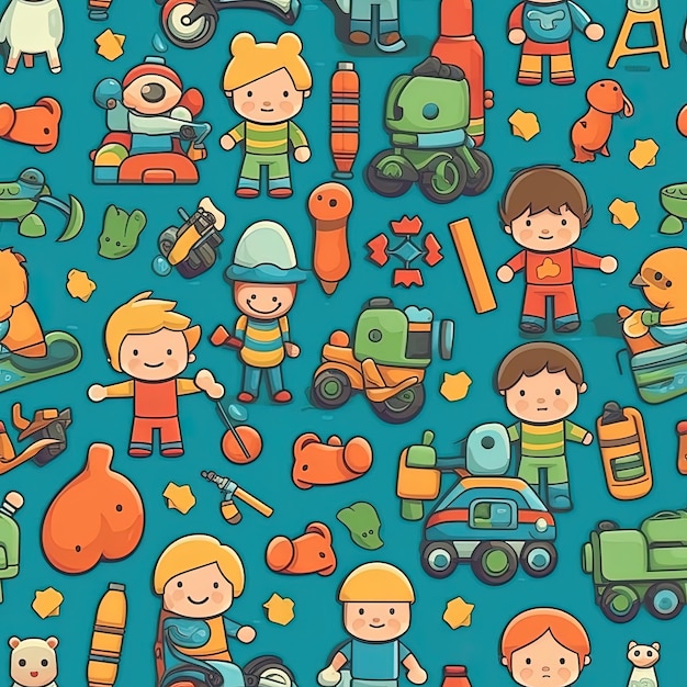 a pattern consisting of kids toys