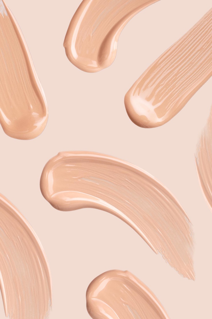 Photo pattern cosmetic smear foundation cream foundation on a beige background