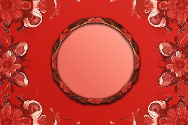 Pattern decorative frame on minimanilistic red background