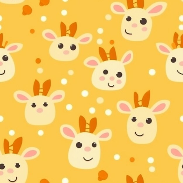 a pattern of a deer with antlers on a yellow background generative ai