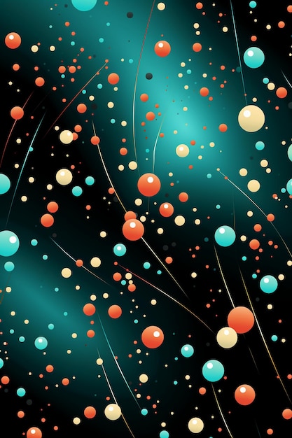 Pattern design red and cyan dots in the black background AI generative