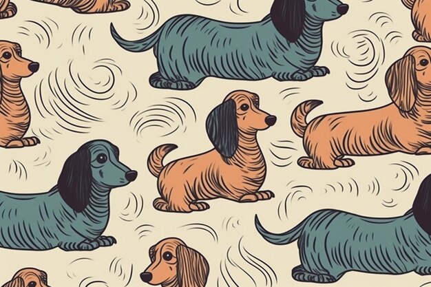 A pattern of dogs with different colors.