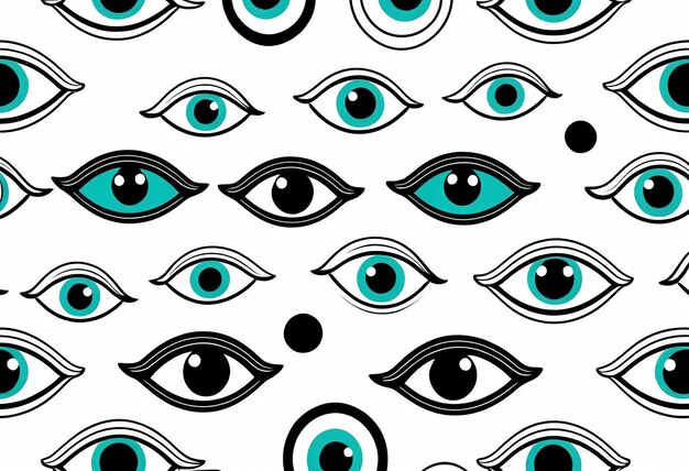 Photo a pattern of eyes and eyes with different designs