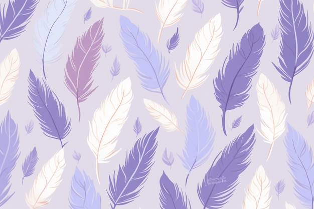 Pattern featuring minimalistic and stylized illustrations of feathers ai generative