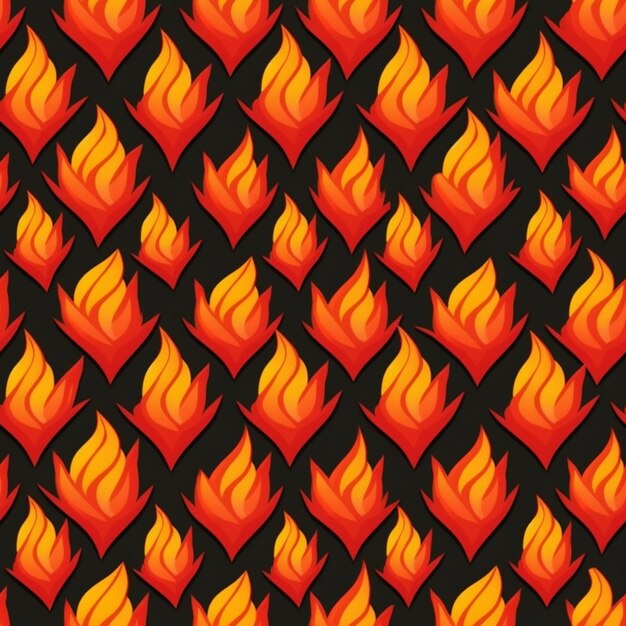 A pattern of flames on a black background generative ai