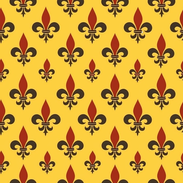 Photo a pattern of fleur de lis on a yellow background generative ai