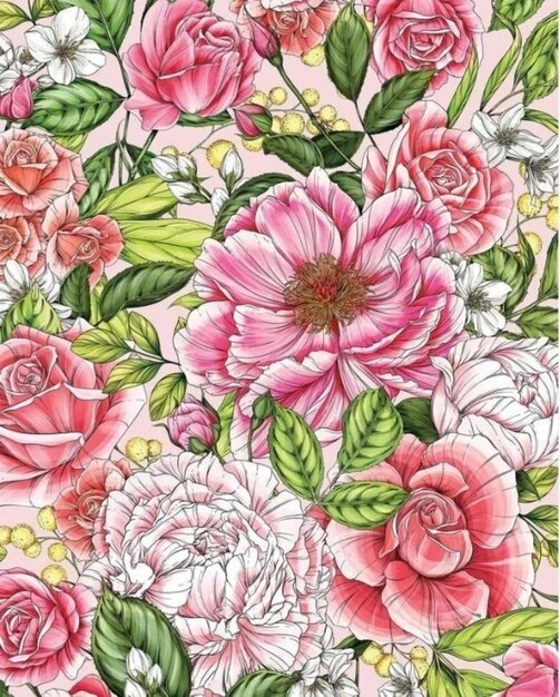 Pattern floral design for textile seamless