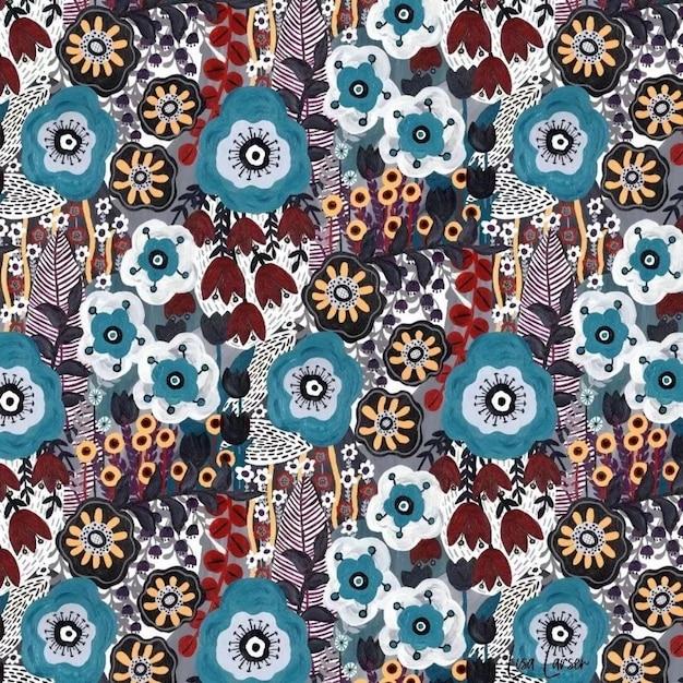 Pattern floral design for textile seamless