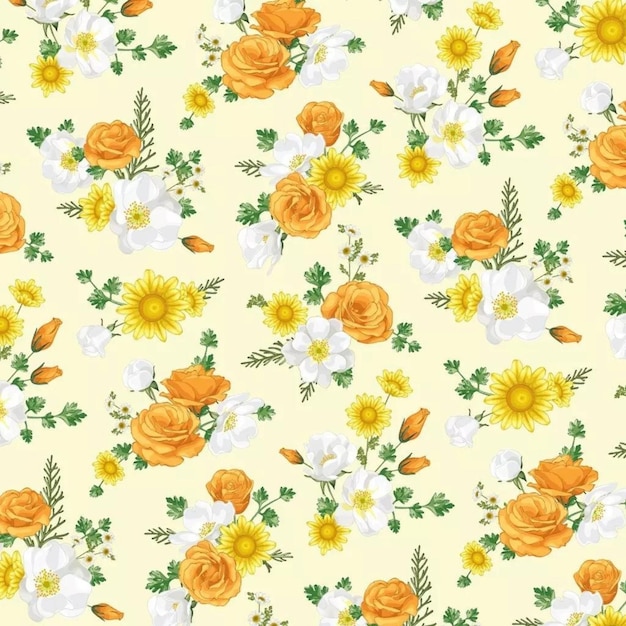 Pattern floral design for textile seamless