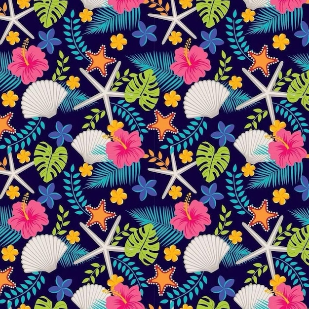 Pattern floral design for textile seamless