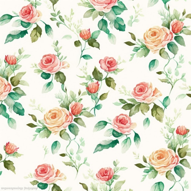 pattern floral rose watercolor