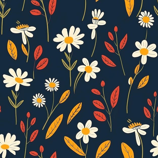 A pattern of flowers on a dark background