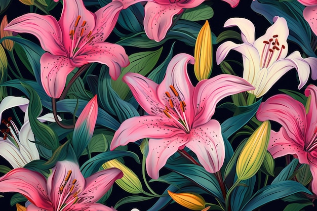 Pattern of flowers on light background