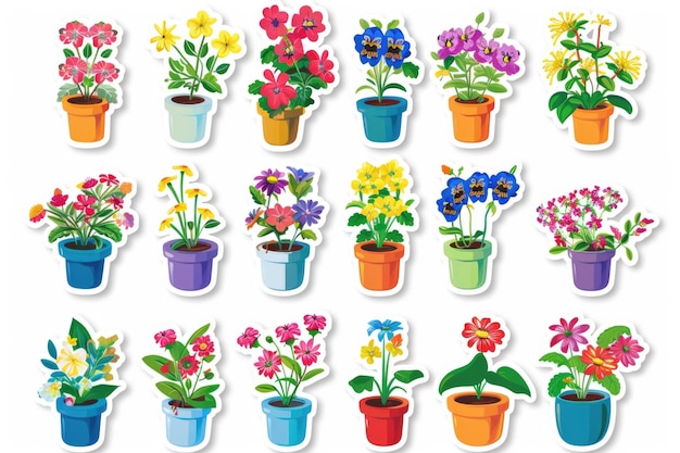 pattern flowers in a pot stickers